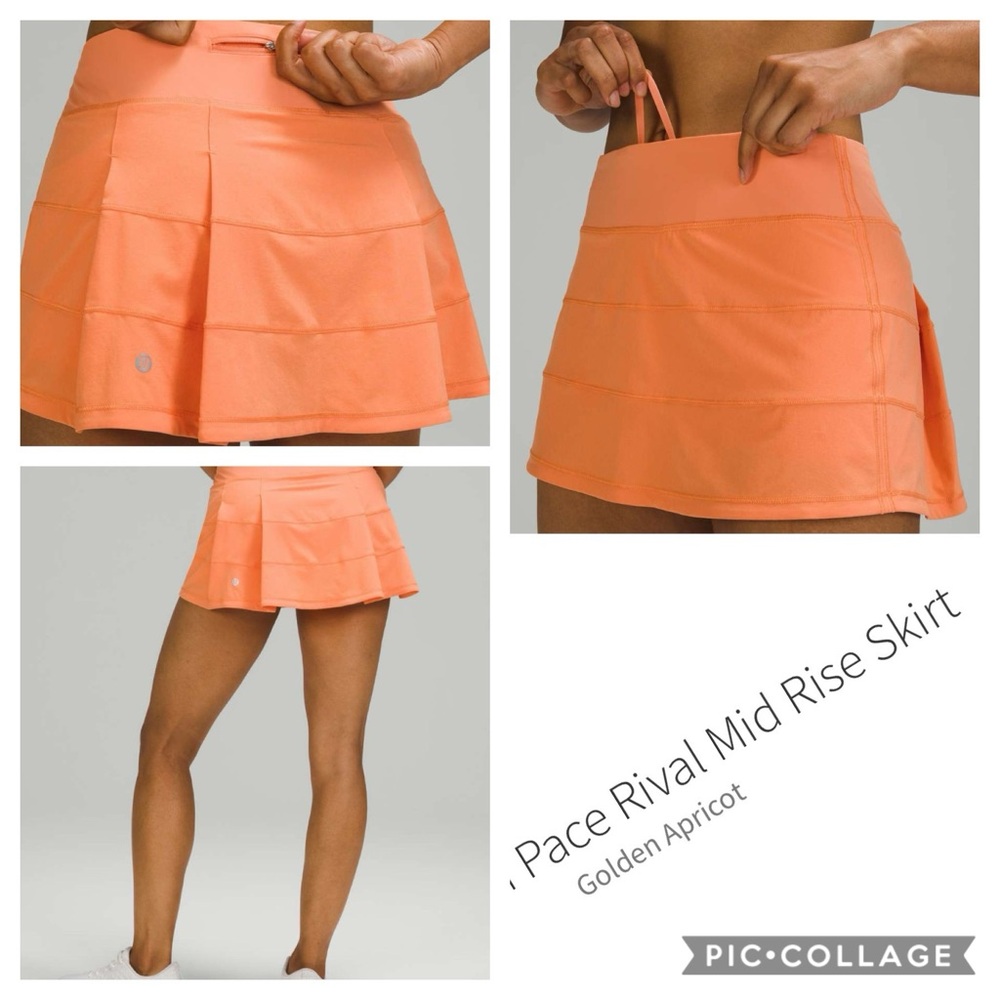 lululemon athletica Women's Golden Apricot Mini Skirt coral orange sz 4 regular